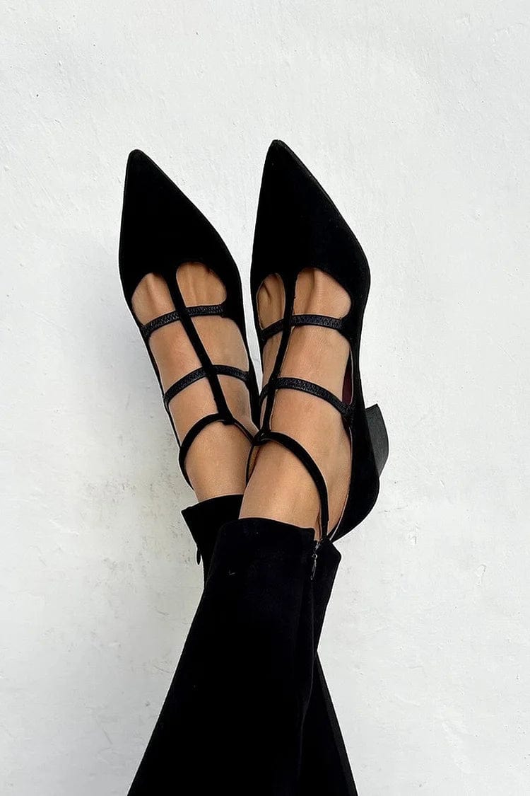 Calista | Black Suede Pointed-Toe Heels