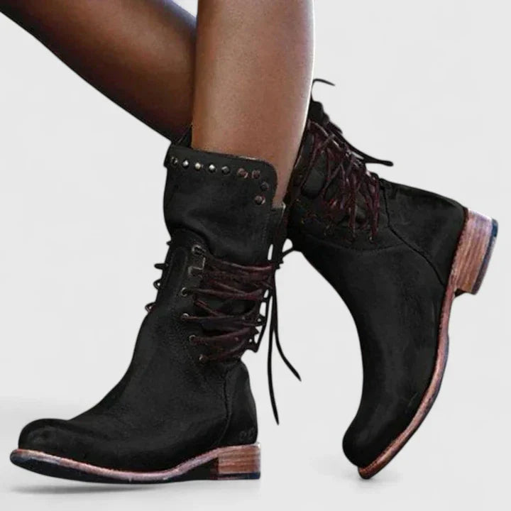 Calantha | Grey Studded Elegant Boots