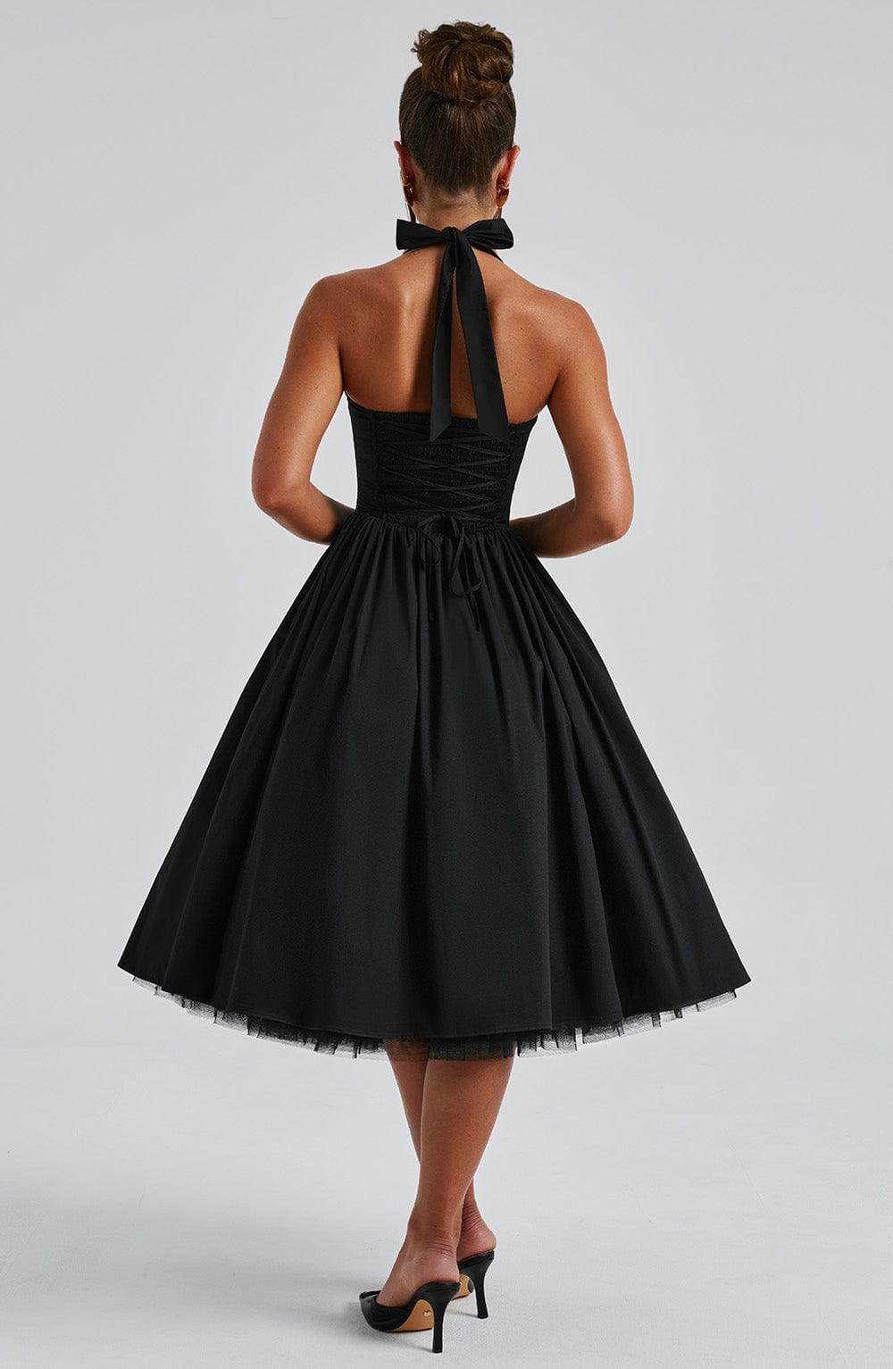 Astrid | Elegant White Women’s Wedding Guest Halter Midi Dress