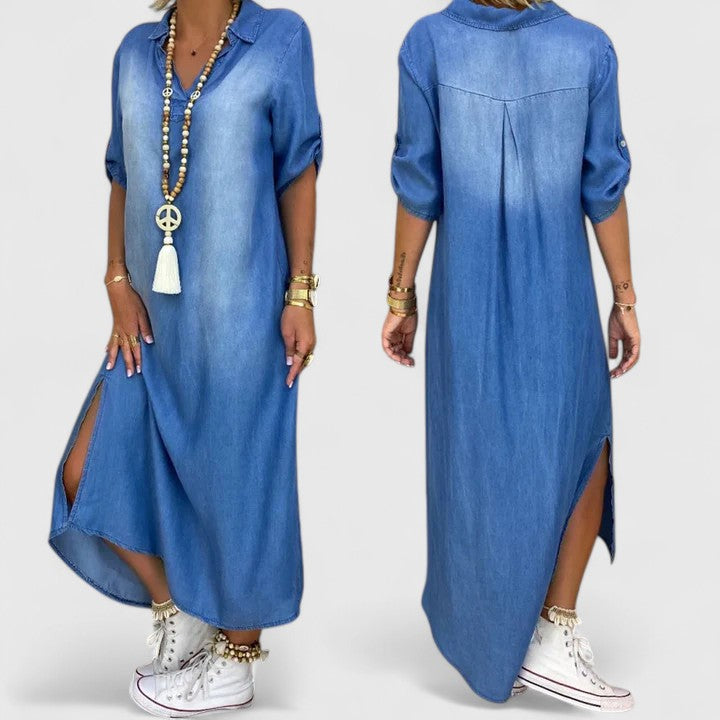 Calantha | Elegant Blue Ombre Sophisticated Dress