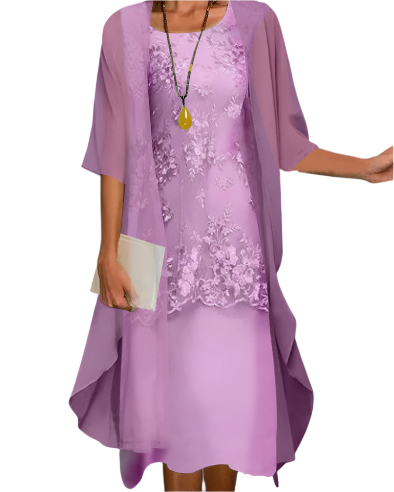 Women Wedding Guest Dress Flowing Light Blue Sheer Sleeve Midi Dress