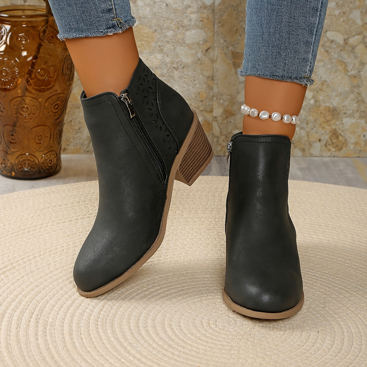 Kaid | Black Cutout Orthopedic Boots