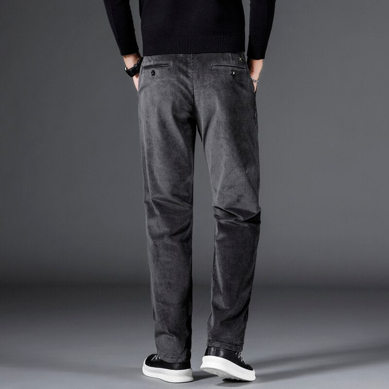 Beckett | Slim Fit Black Medium Waist Corduroy