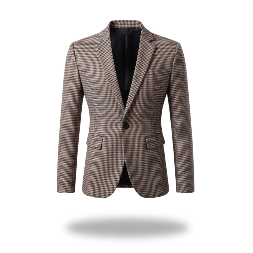 Atticus | Brown Houndstooth Timeless Structured Blazer