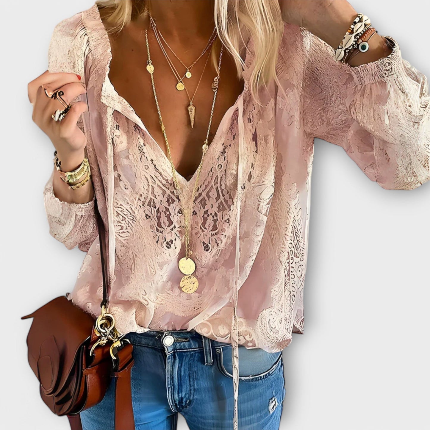Calista | Elegant White Lace Sophisticated Blouse