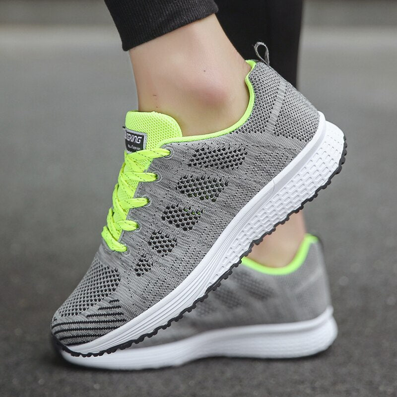 Evelia | Women's Lace Up Casual White Walking Sneakers