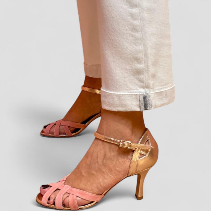 Aurelia | Rose Gold Kitten Heels With Open Toe