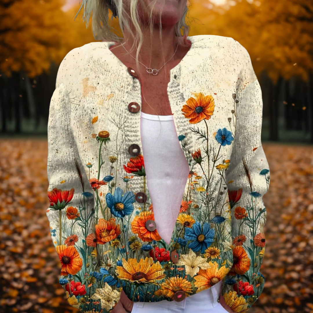 Astrid | Cream Vintage Flower Cardigan