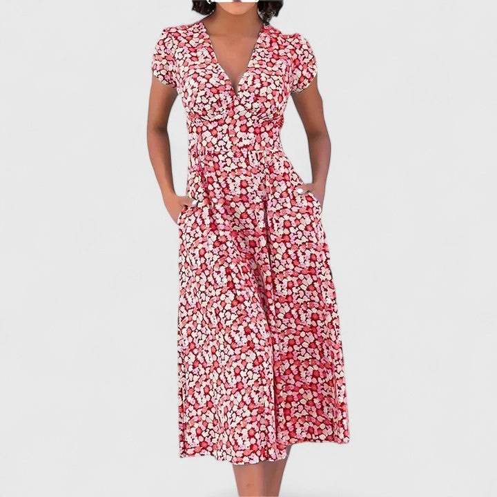 Calantha | Elegant Floral Comfortable Midi Dress