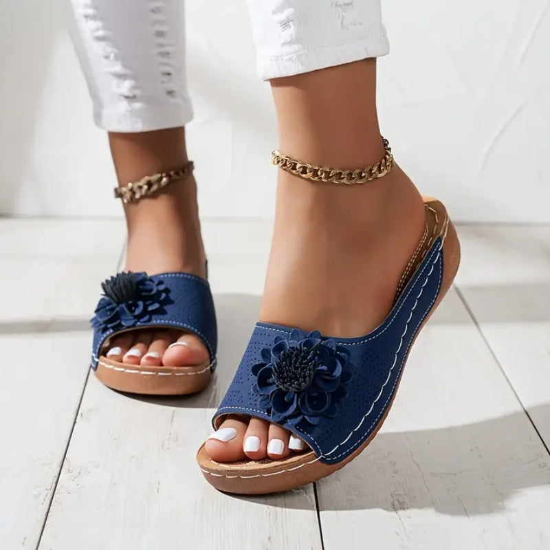 Calantha | White Floral Orthopedic Sandals