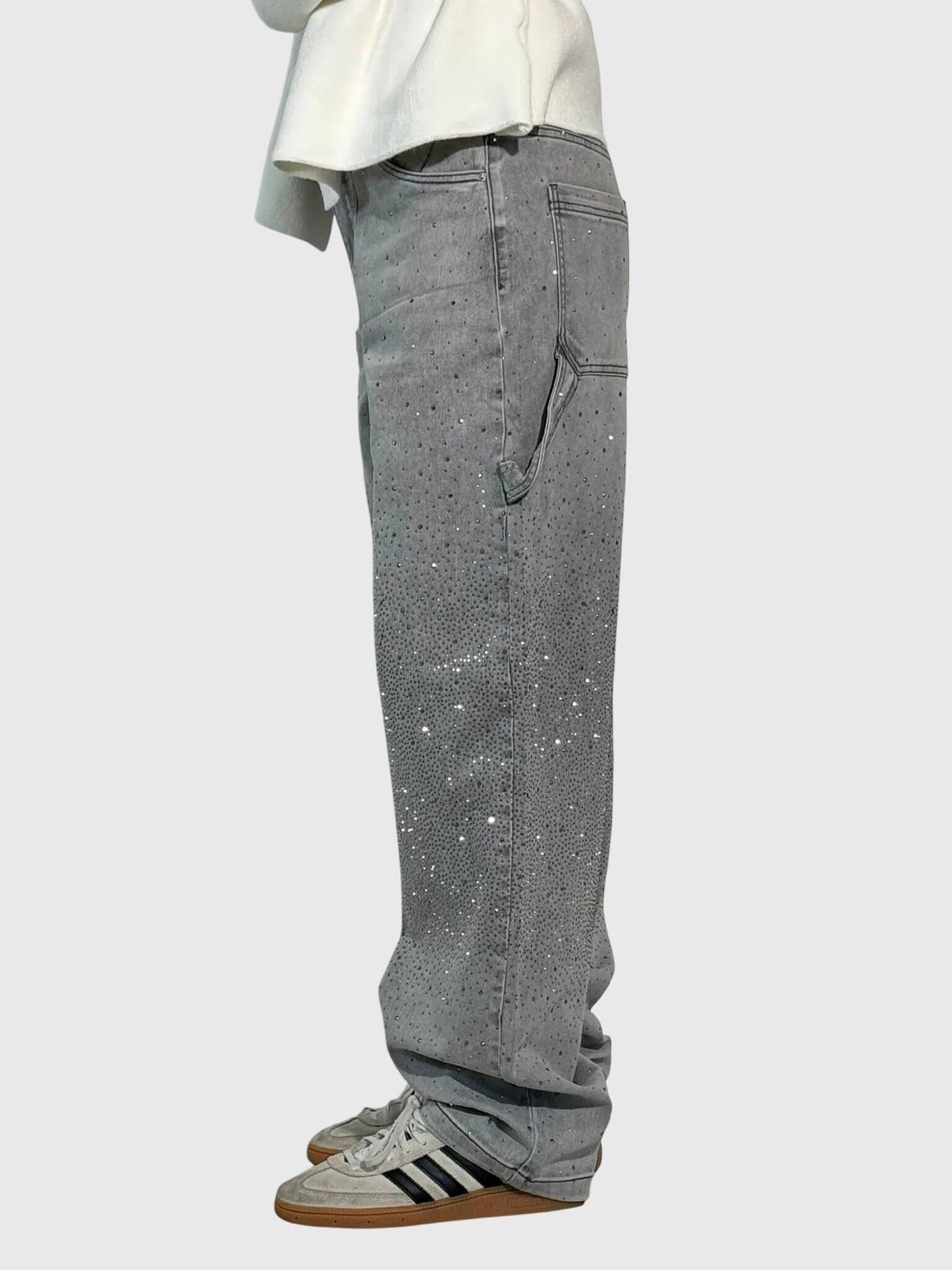 Astrid | Women’s Dark Blue Sparkle Diamond Denim Pants
