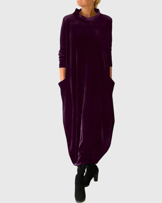 Alethea | Elegant Velvet Dress in Dark Green