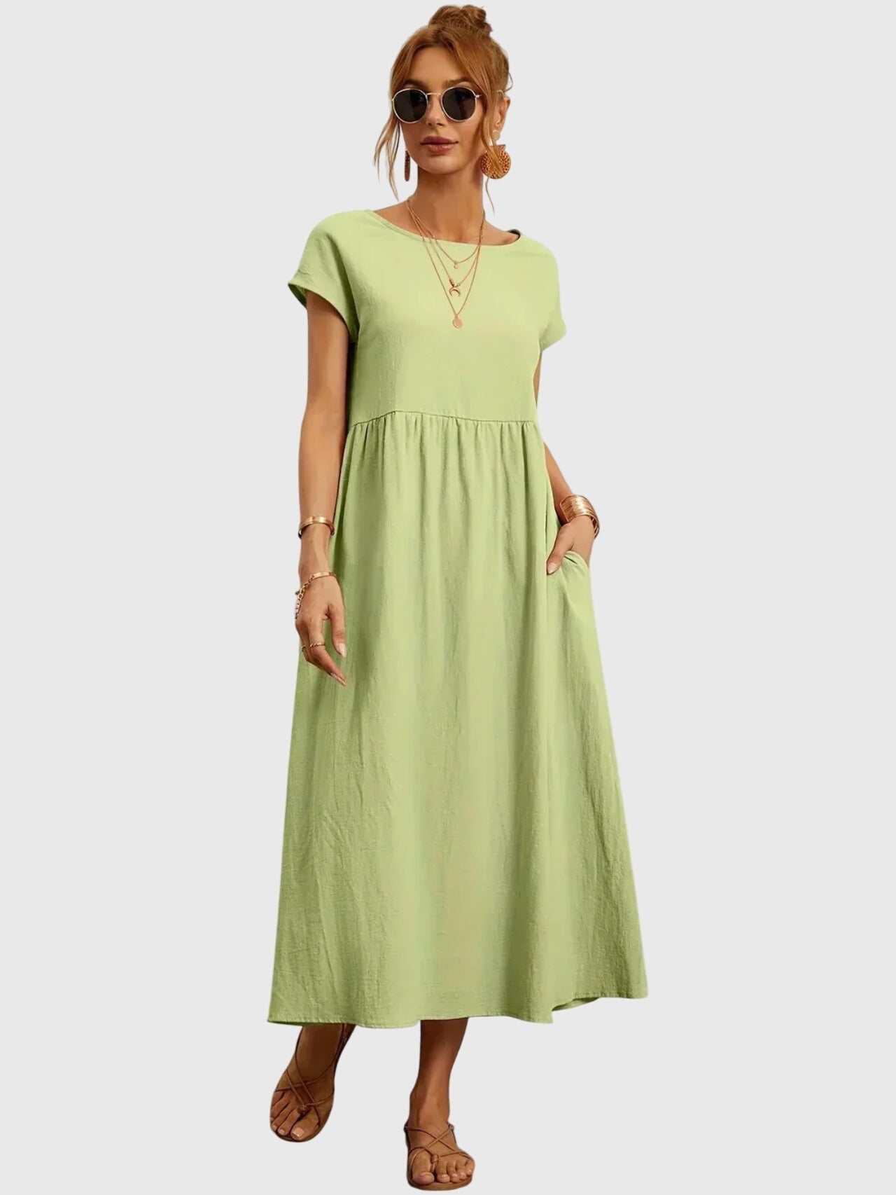 Astrid | Olive Green Casual Pocket Dress