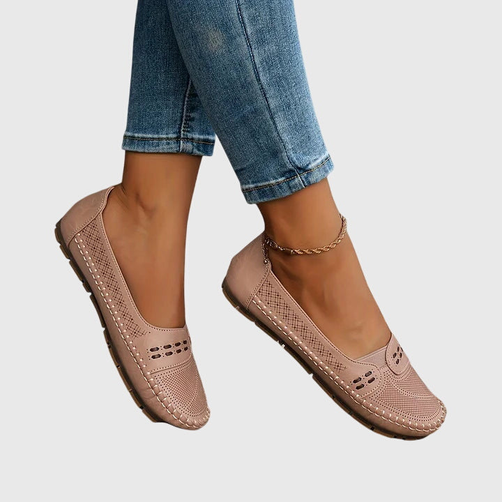 Aurelia | Beige Perforated Orthopedic Shoes