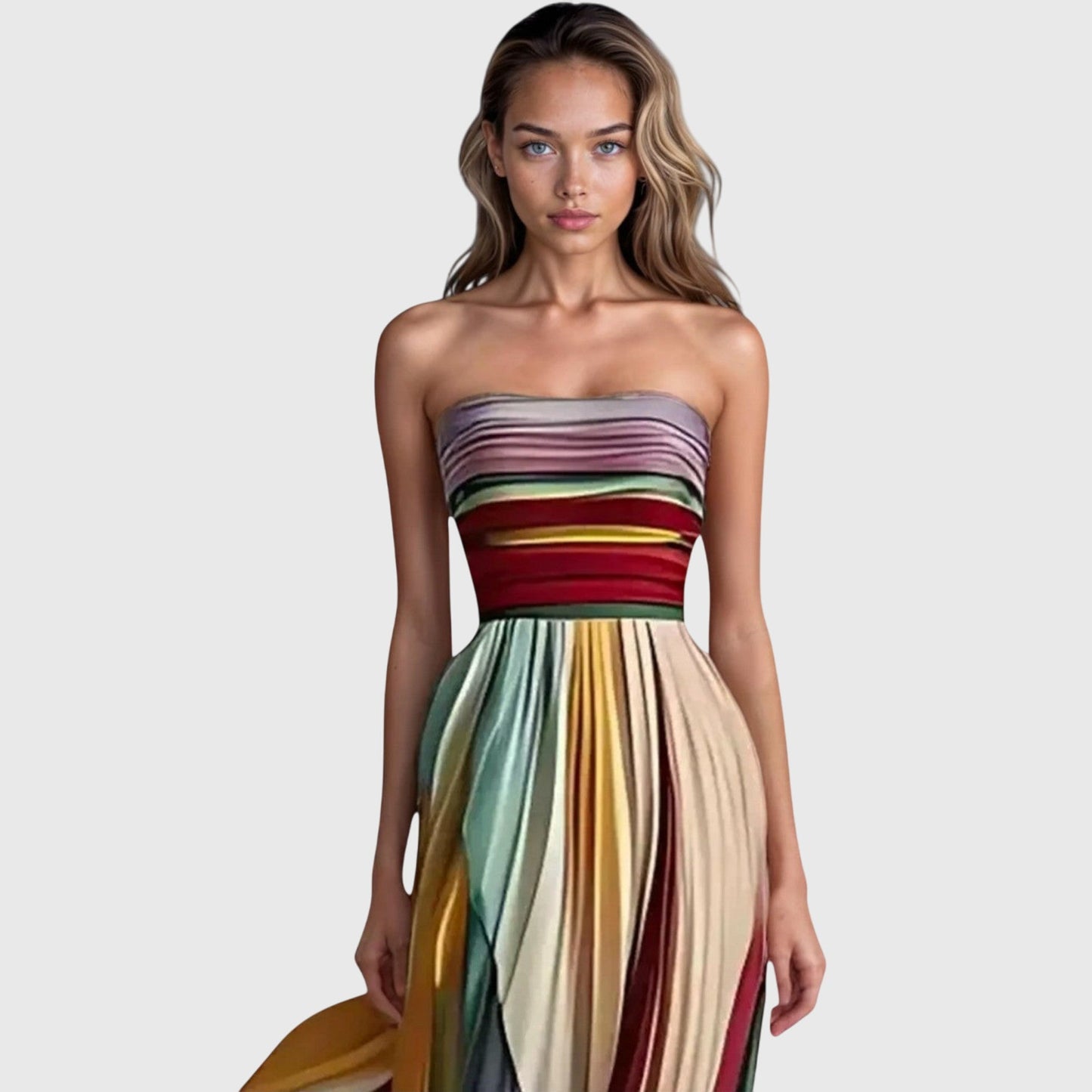 Calista | Multicolor Strapless Premium Long Dress