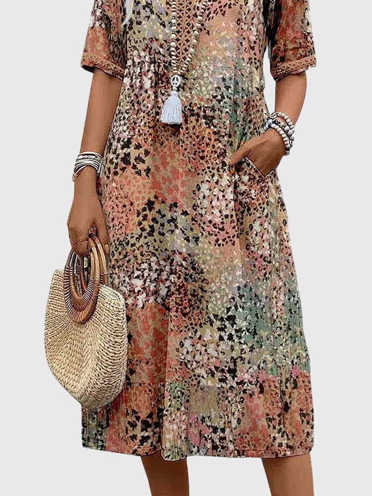 Astrid | Elegant Floral Silk Midi Dress