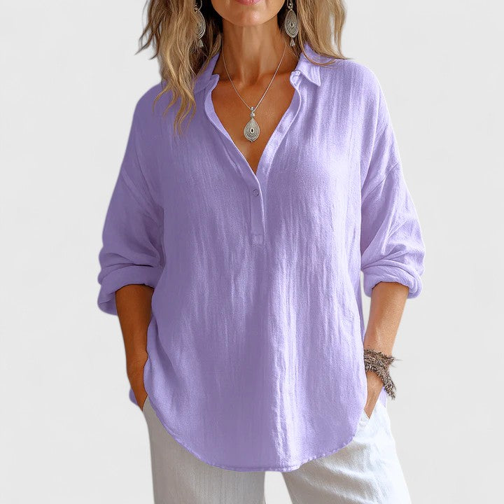 Calista | Soft Pink Comfortable Linen Blouse