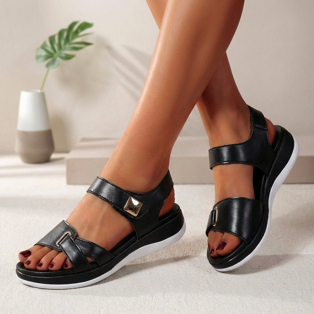Aurelia | White Adjustable Strap Orthopedic Platform Sandals