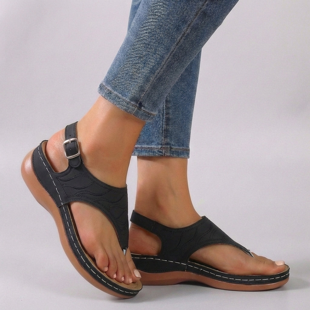 Eveline | Tan Suede Women's Comfort Fit Ankle Strap Wedge Sandals