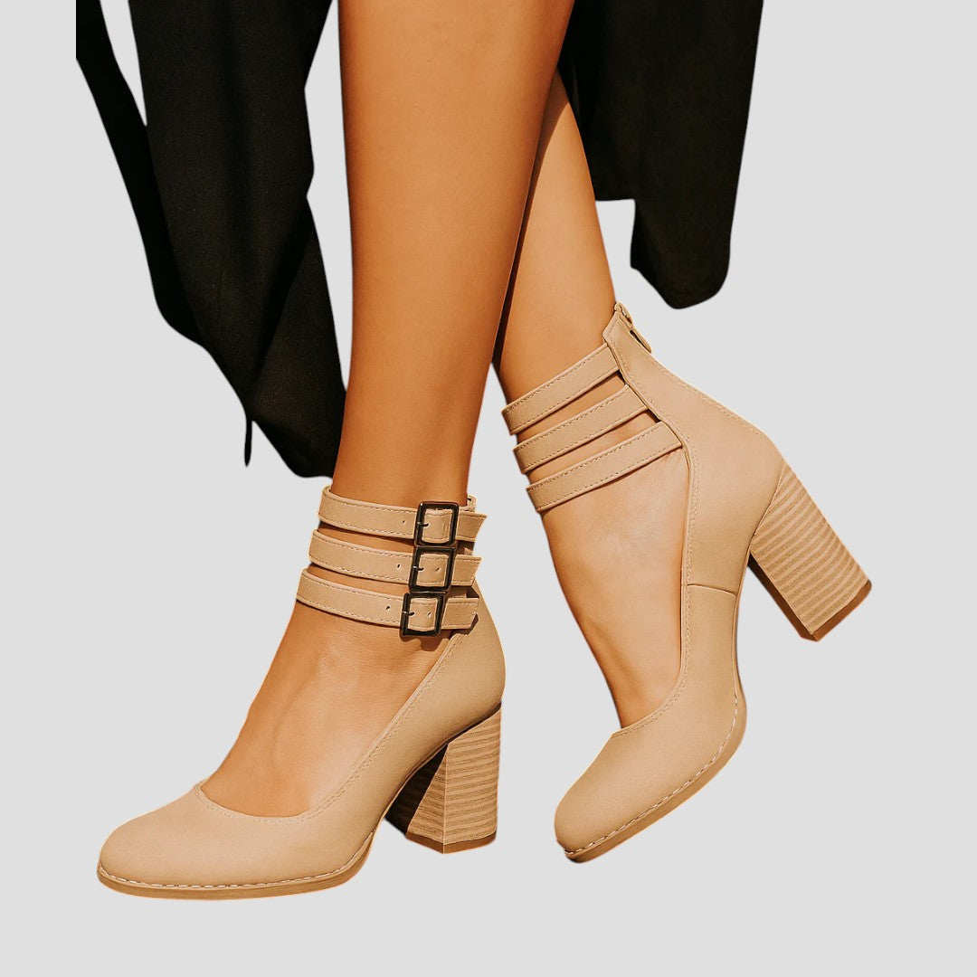 Zelia | Black Strappy Stylish Comfortable Boots