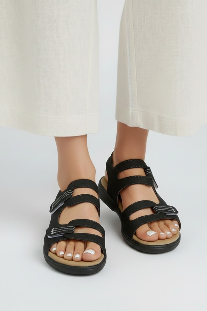 Astrid | Women’s Heeled Sandals Multi Strap Toe in Leopard Print