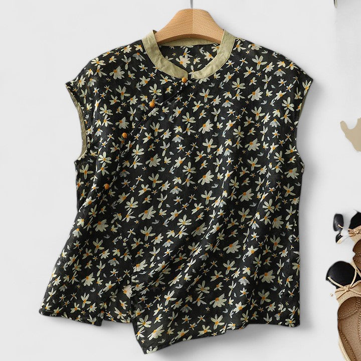 Alethea | Floral Linen Elegant Top