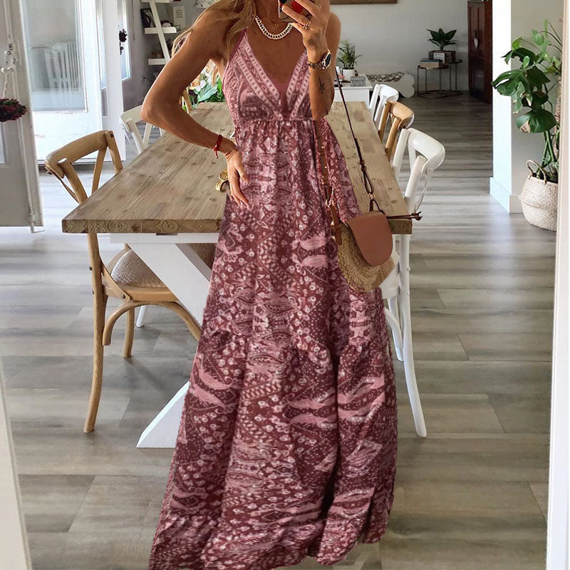Astrid | Women's V Neck Boho Flowy Draped Teal Maxi Dress