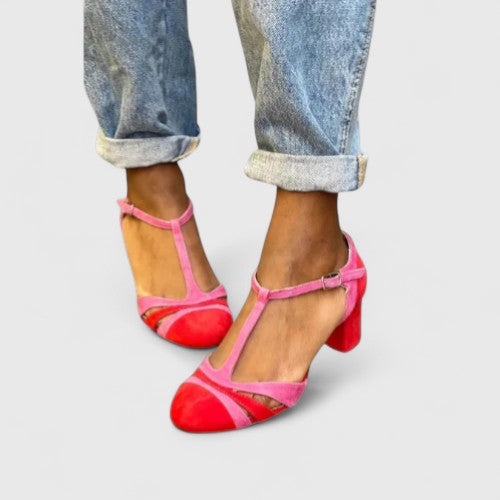Calantha | Vibrant Pink Suede Modern Heels