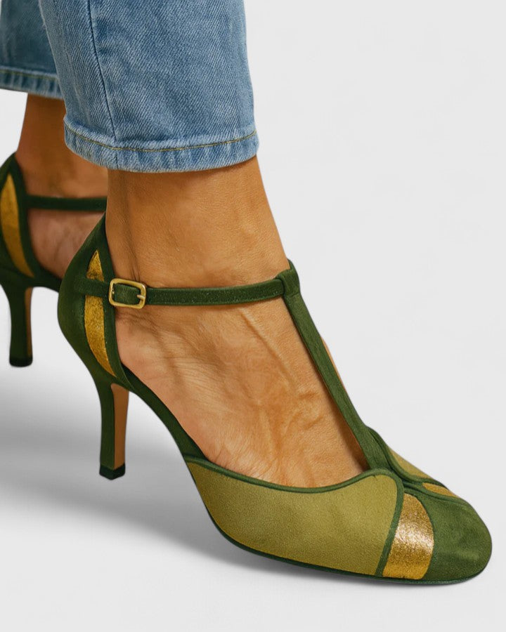 Calantha | Olive Green Suede Sophisticated Heels