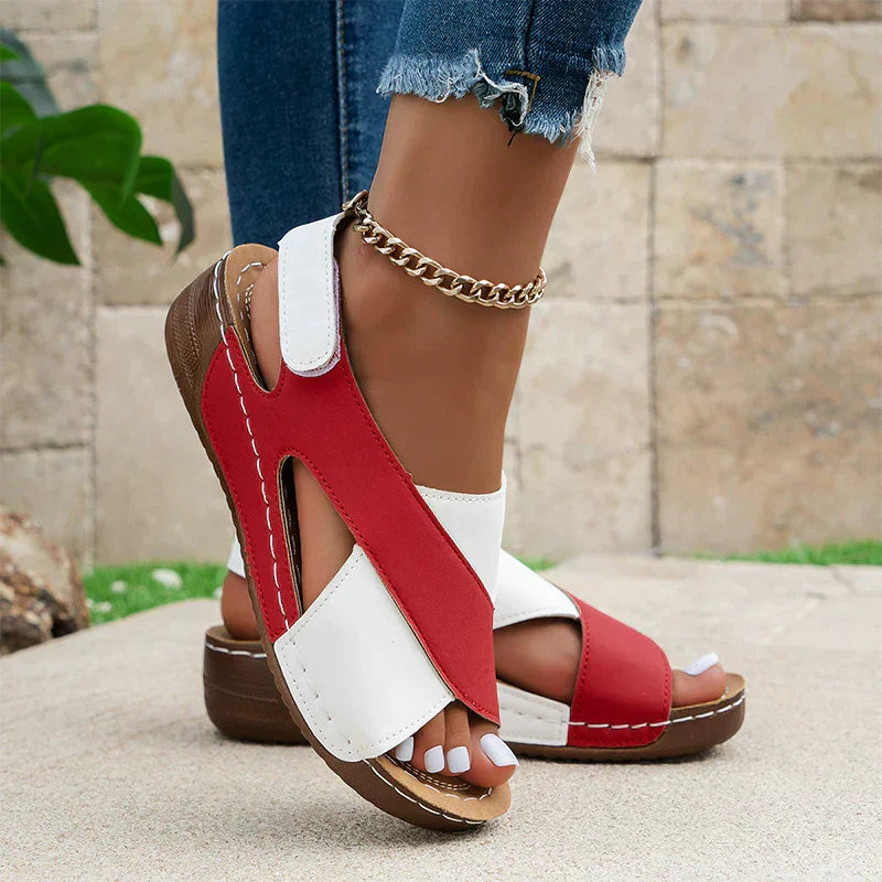 Aurora | Women's Orthopedic Cross Strap Sandals - Black & White
