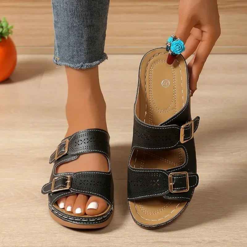 Calista | Black Adjustable Sandals