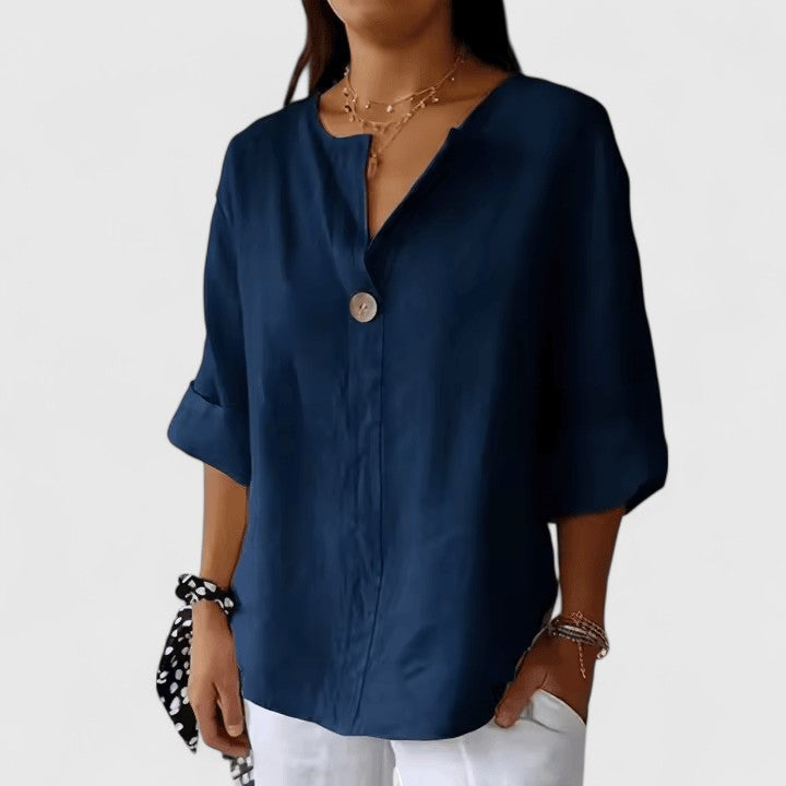 Calista | Black Elegant Blouse with Rolled Sleeves