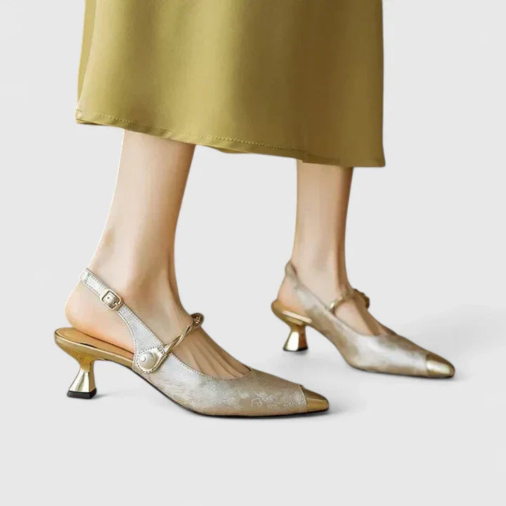 Calanthe | Green Metallic Orthopedic Heels