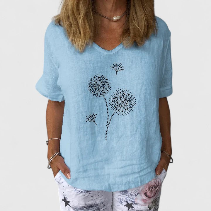 Calista | Elegant Light Grey Summer Blouse
