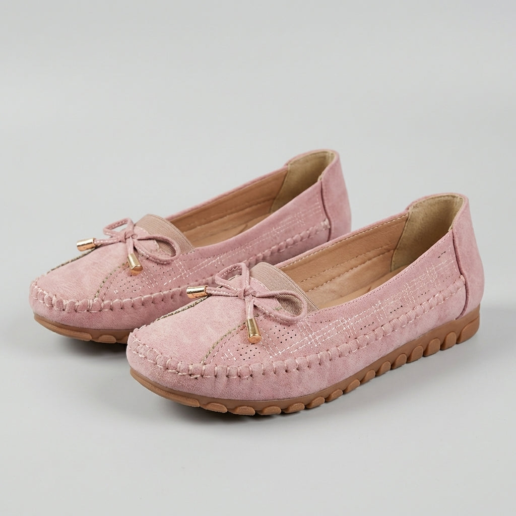Alethea | Suede Women's Orthopedic Perforated Bow Comfort Loafers