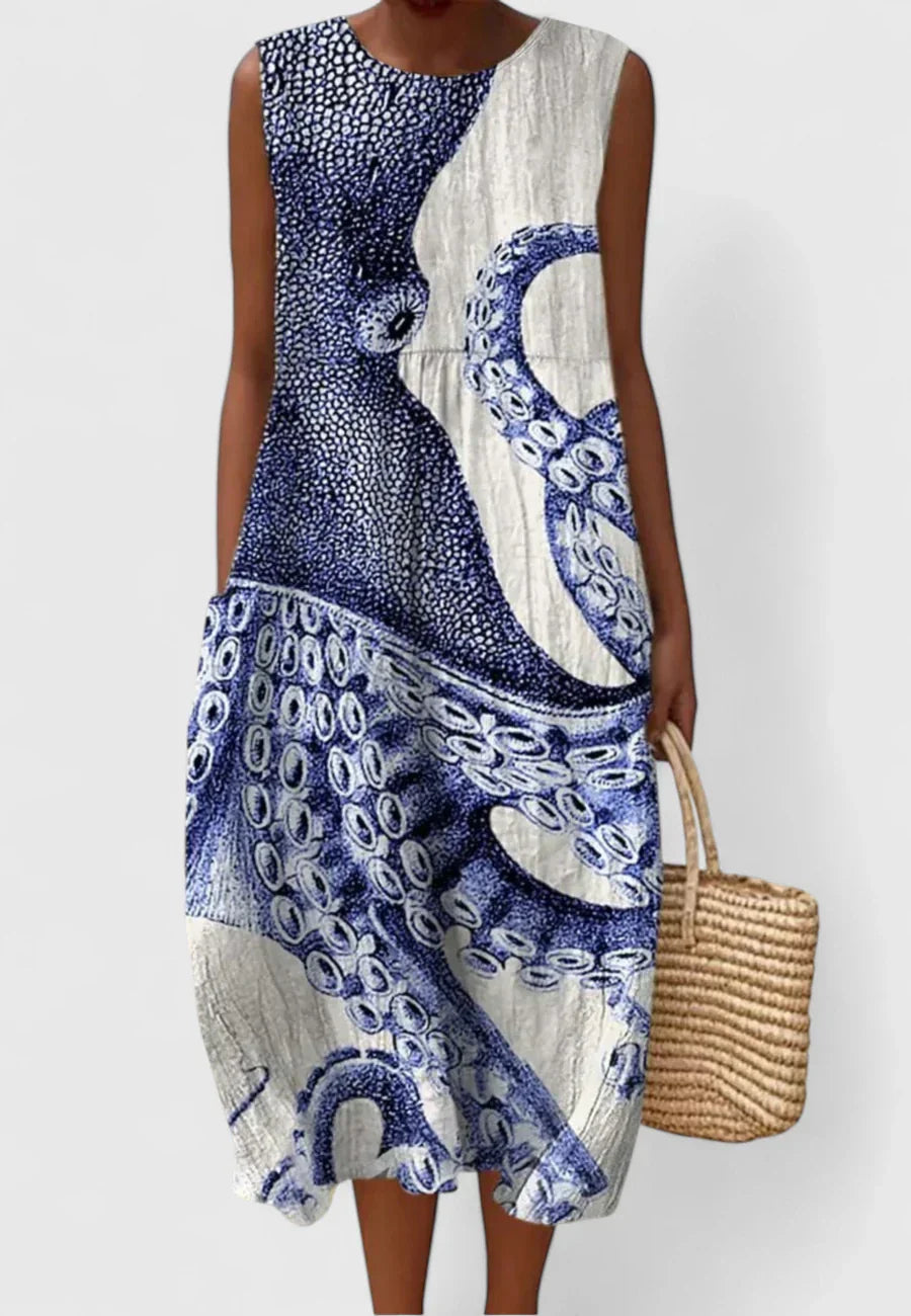 Calantha | Elegant Blue White Dress