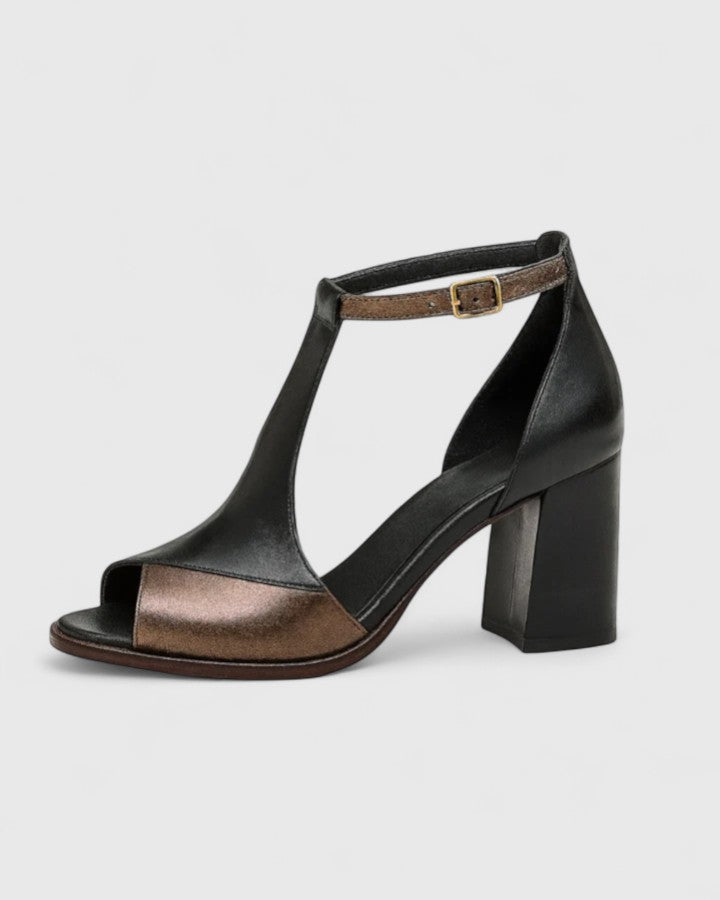 Calantha | Luxe Black & Brown Modern Heels