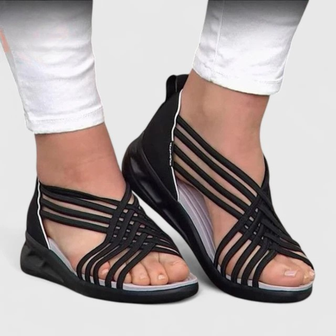Calista | Elegant White & Blue Orthopedic Sandals