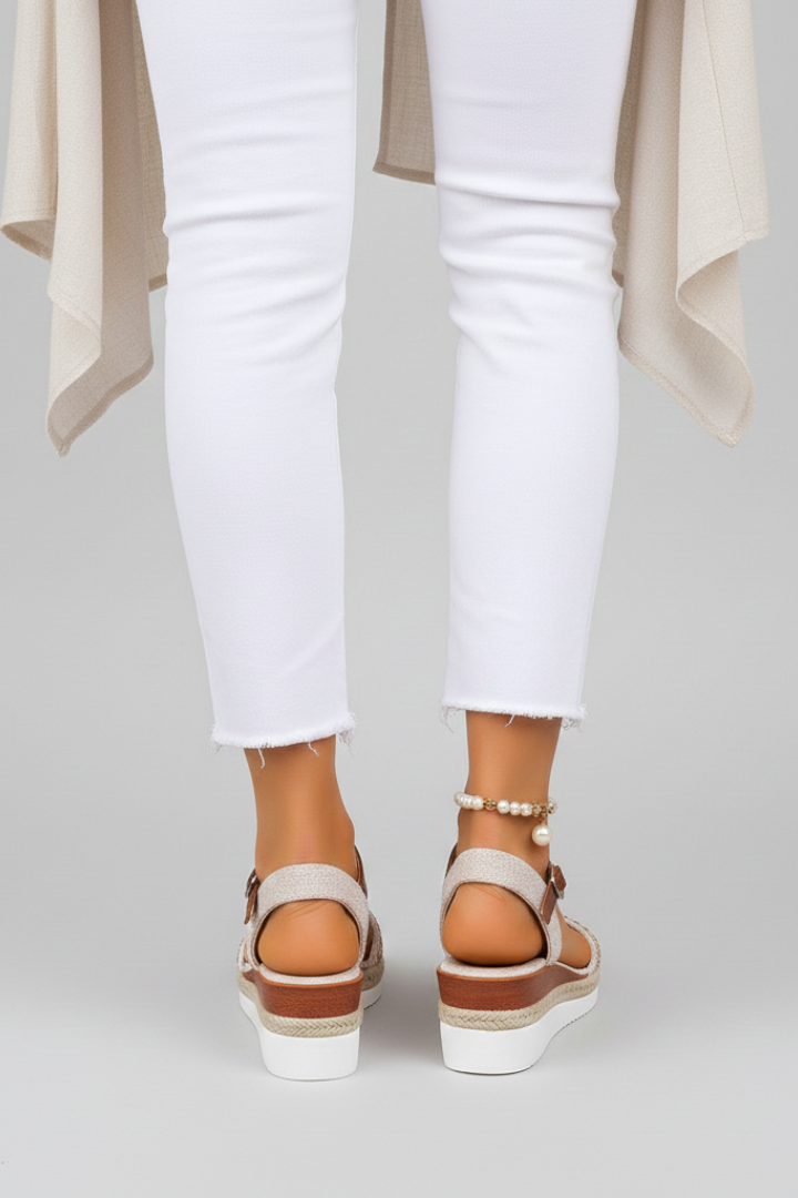 Adriana | Women’s Elegant Strappy Evening Sandals in Beige Suede
