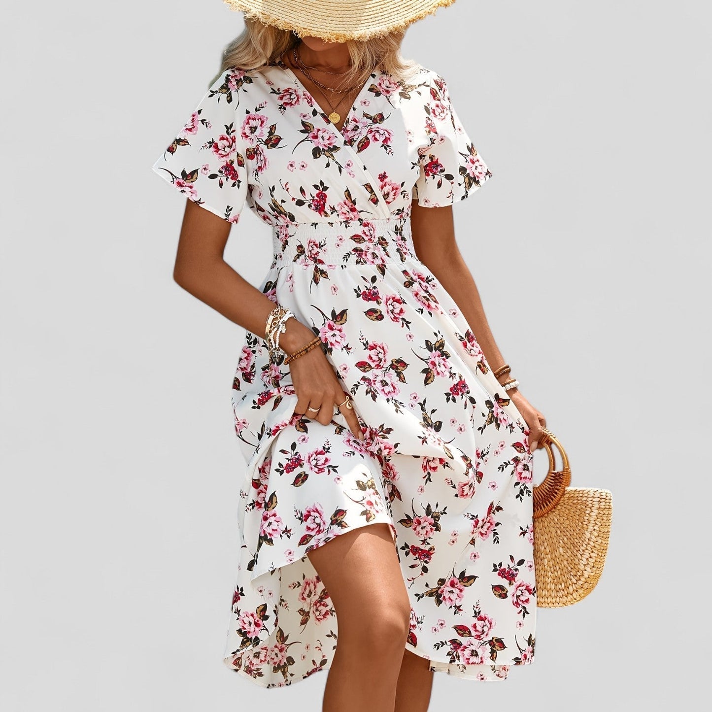 Calanthe | Elegant Floral Summer Midi Dress