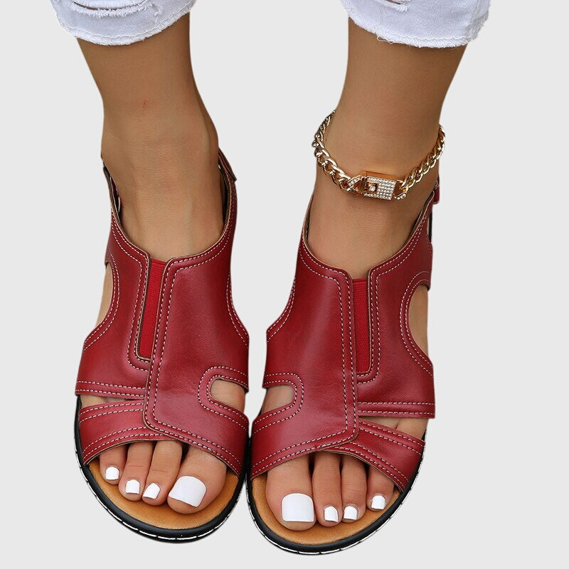 Astrid | Brown Leather Orthopedic Sandals