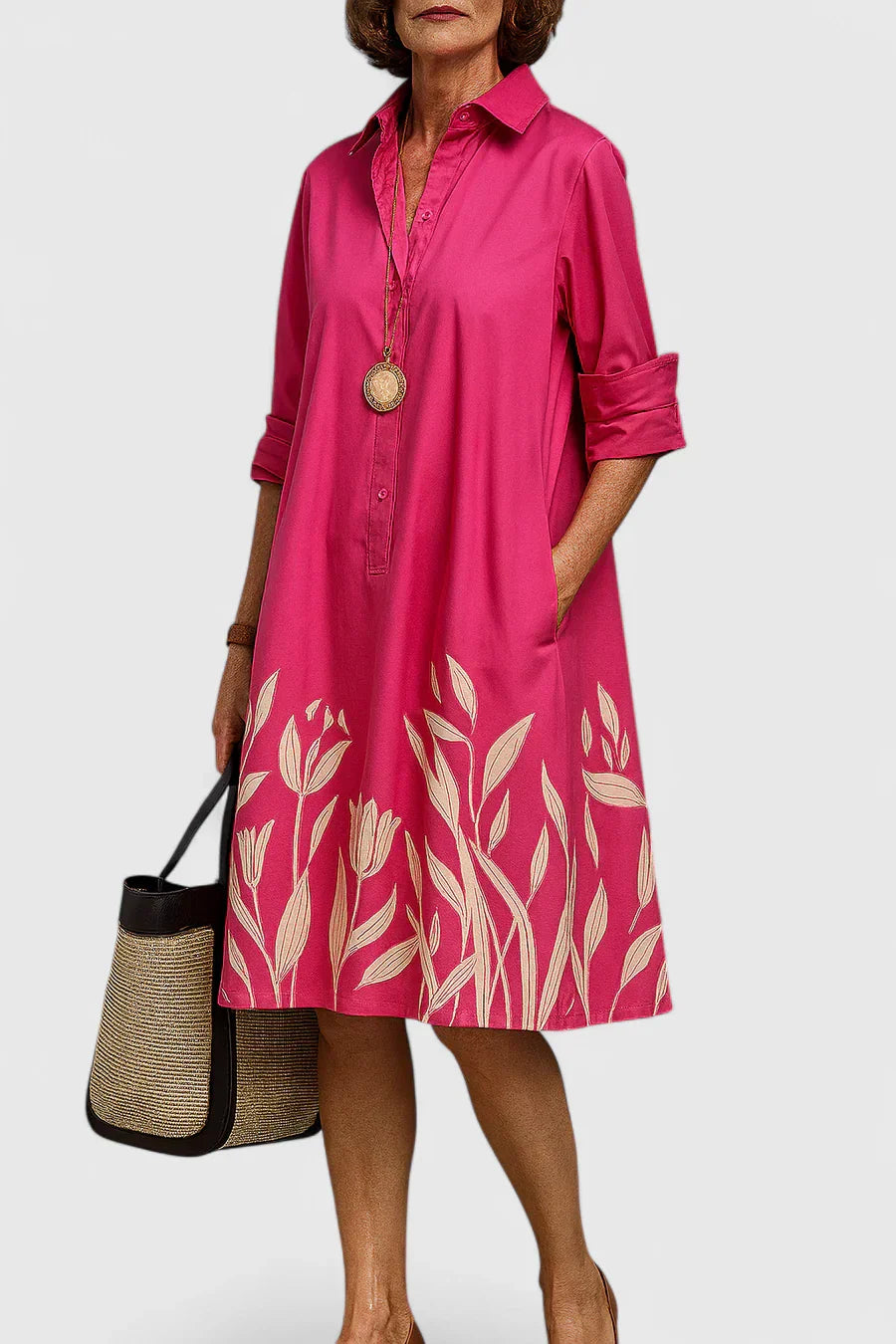 Calantha | Elegant Pink Sophisticated Midi Dress