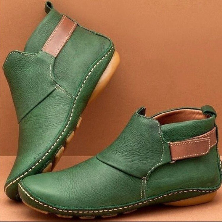 Calantha | Luxury Red Leather Orthopedic Ankle Boots