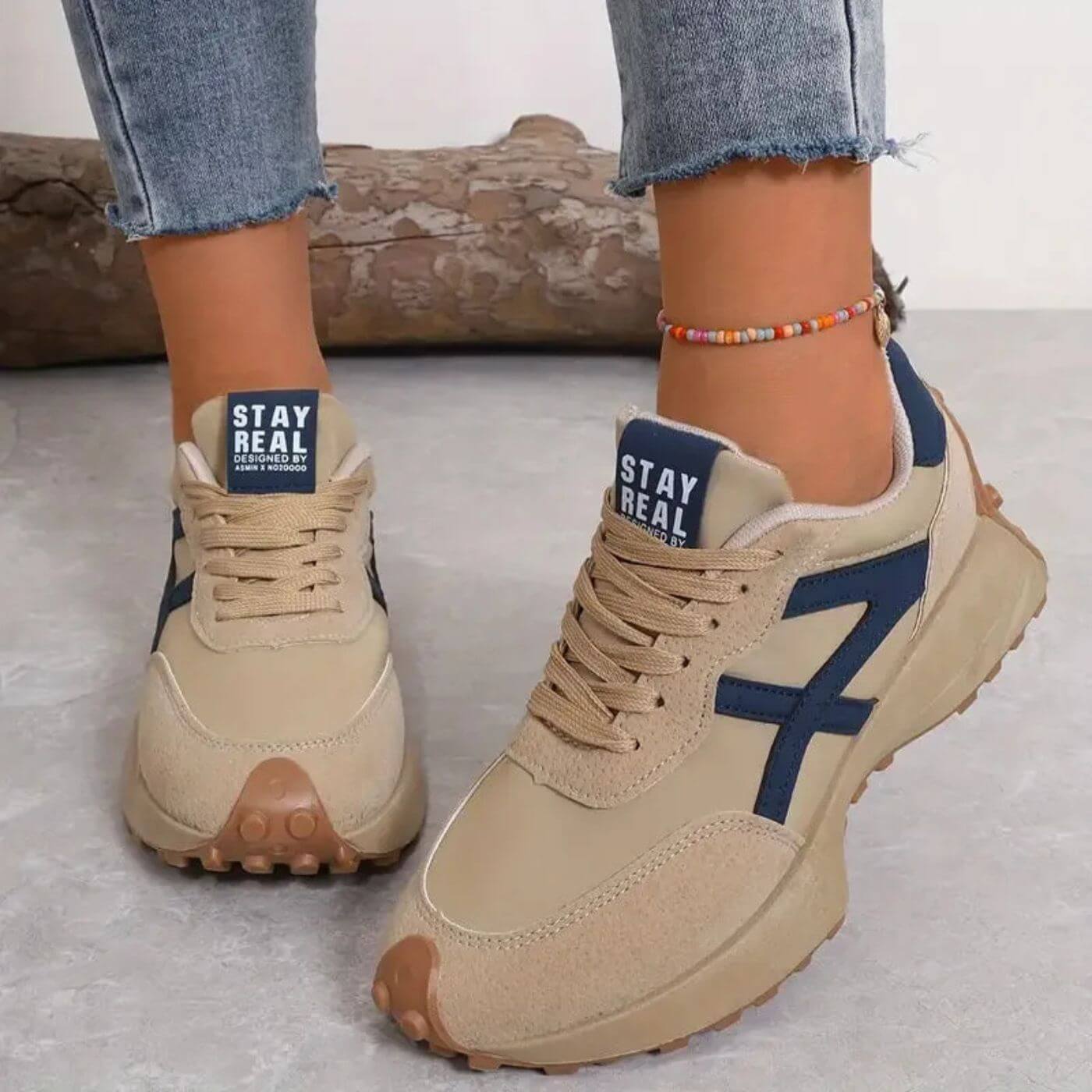 Aurelia | Green Orthopedic Sneakers with Suede Accents