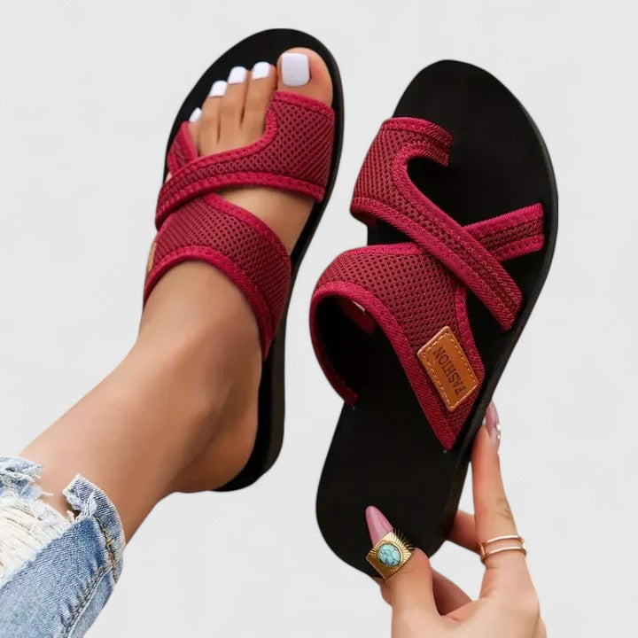 Calanthe | Burgundy Cutout Orthopedic Sandals