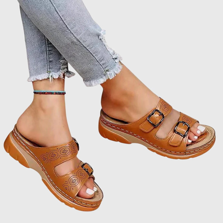 Calantha | Elegant Blue Orthopedic Leather Sandals