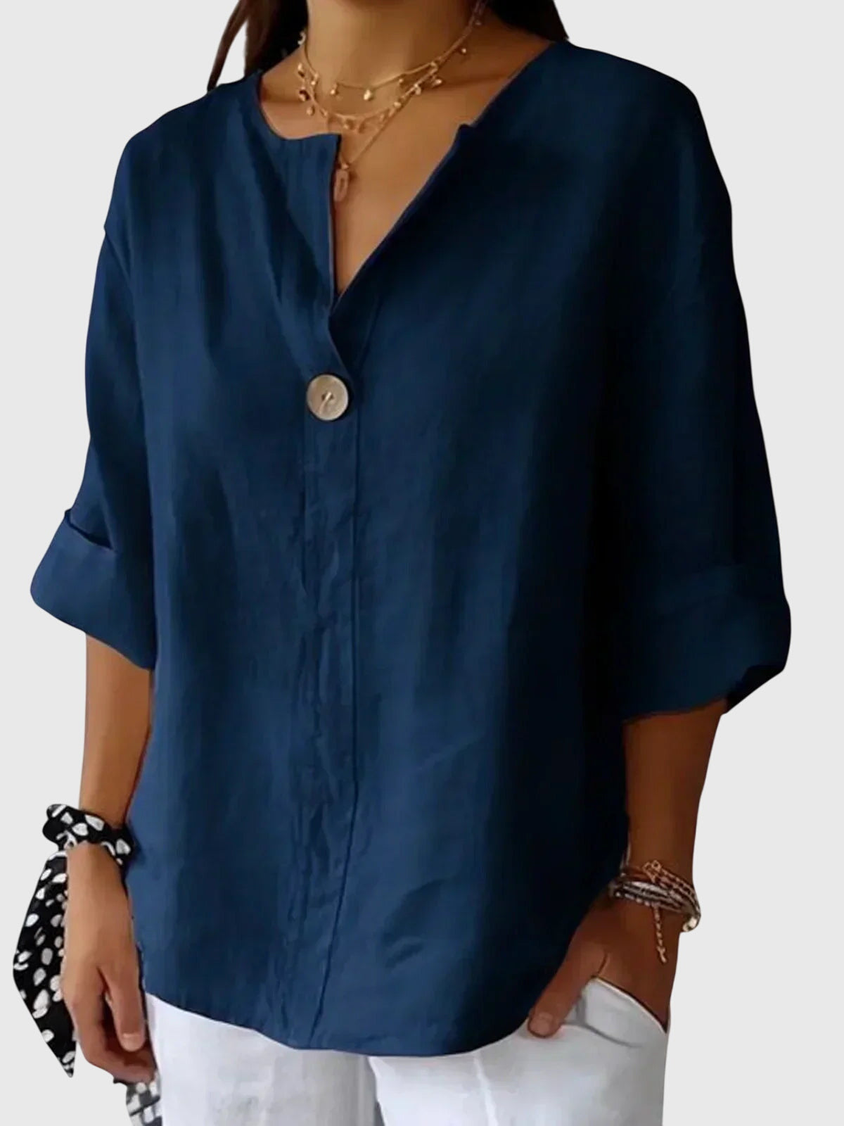 Astrid | Elegant Linen Chic Comfort Blouse