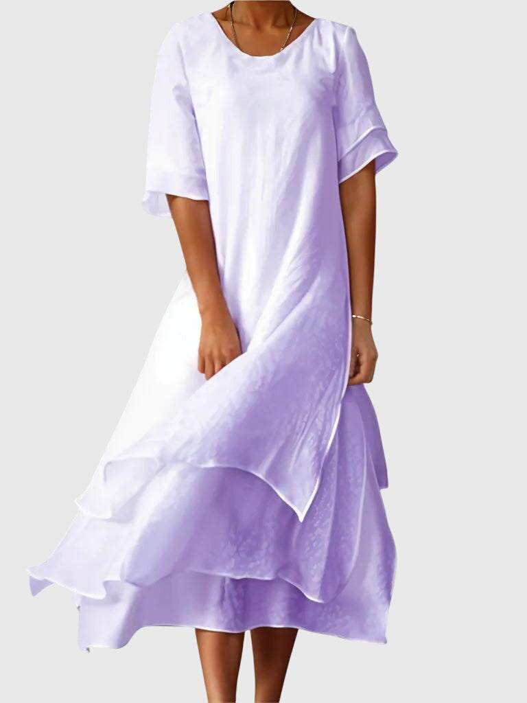 Alethea | Elegant Blush Pink Ruffled Dress