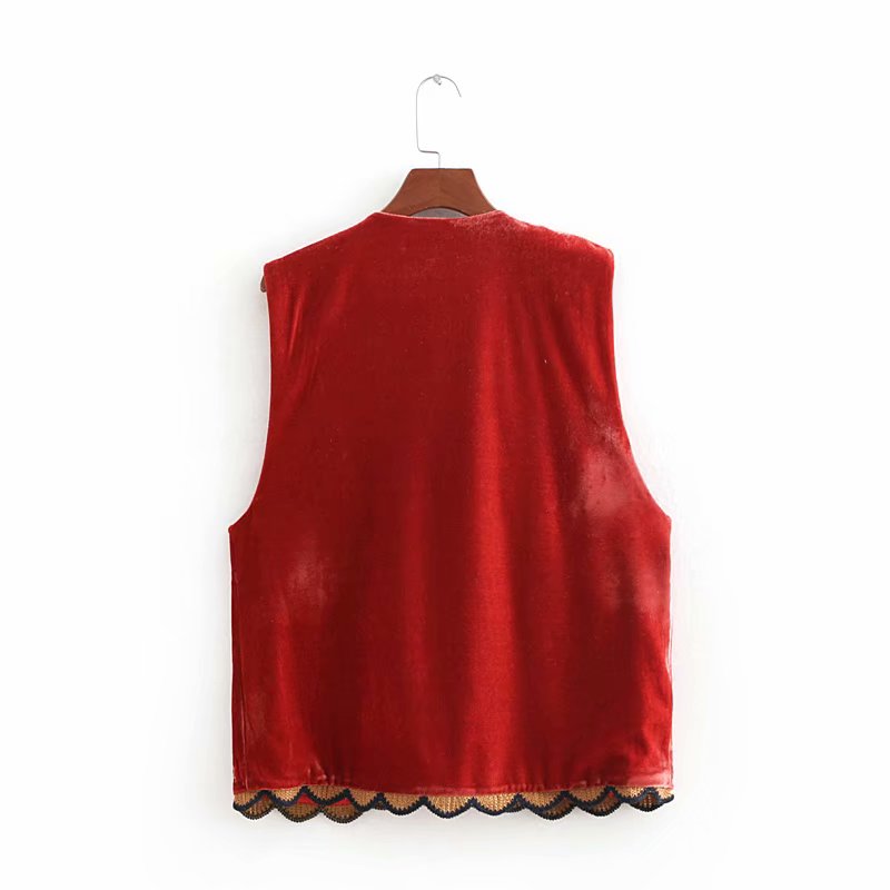 Astrid | Women’s Boho Floral Embroidered Open Front Vest Design