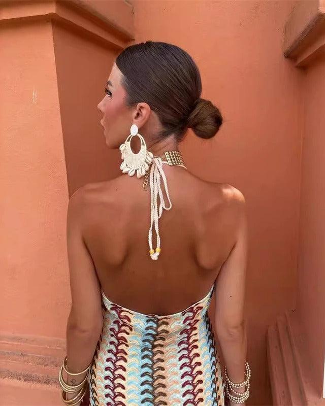 Astrid | Women’s Boho Chic Multicolor Wedding Guest Beach Maxi Dress